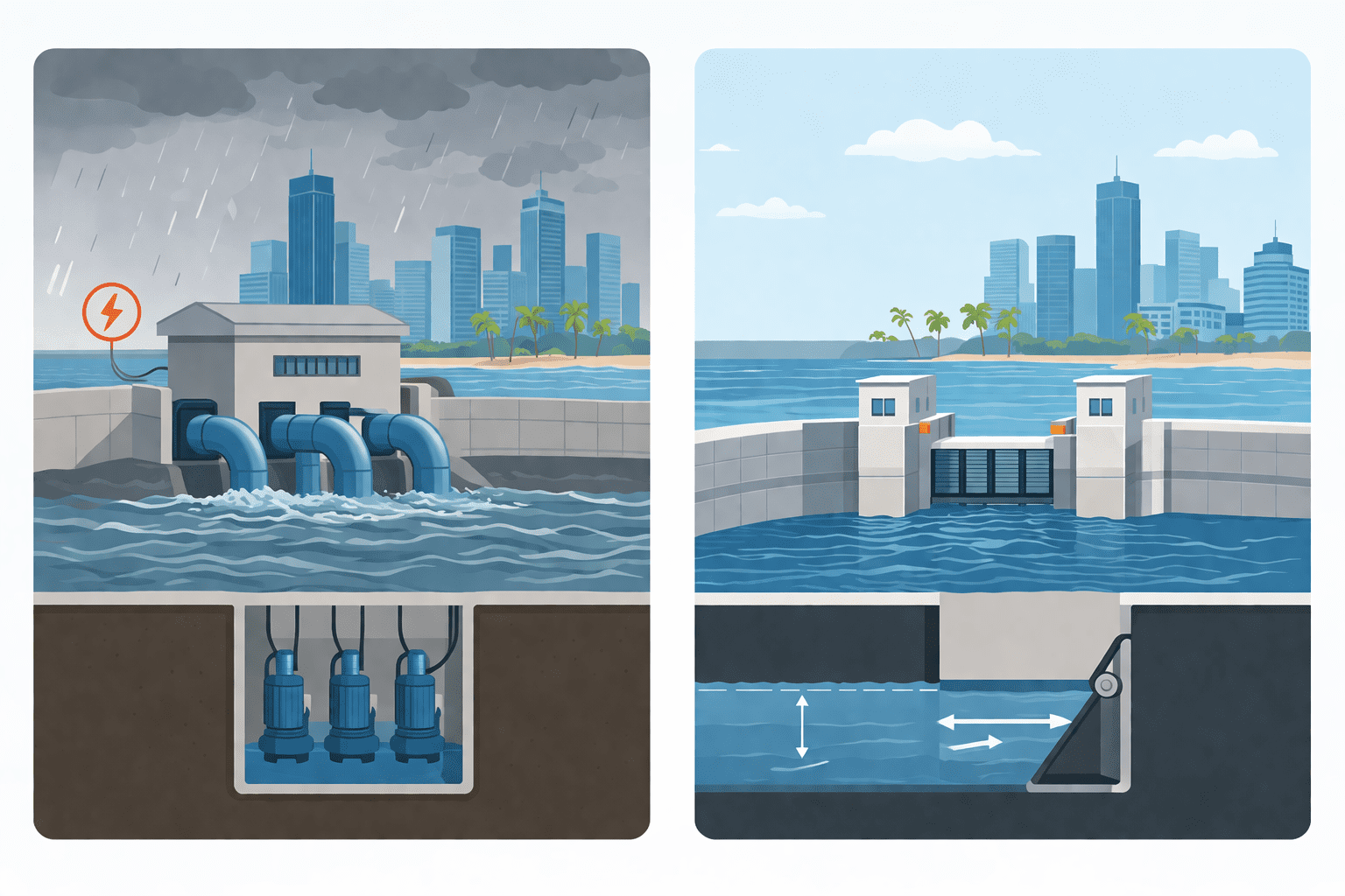 Gate Pump vs Conventional Pumping Station: Why Gate Pumps Are a Better Solution for Flood-Prone Coastal Cities