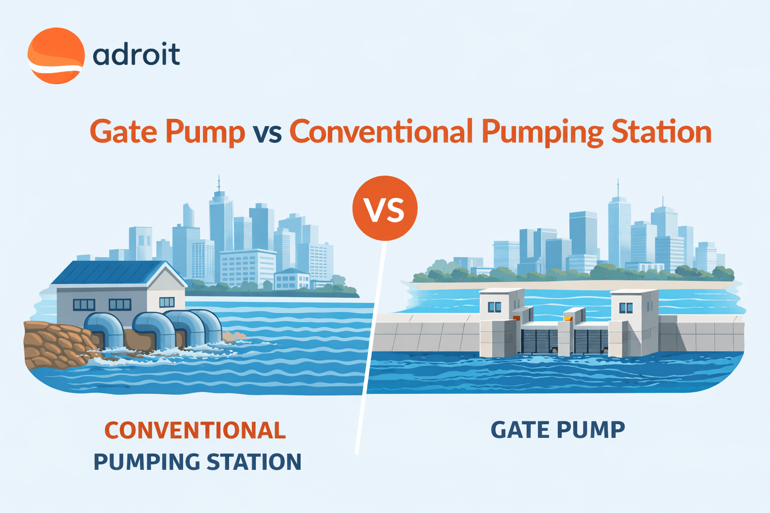 Gate Pump vs Conventional Pumping Station: Why Gate Pumps Are a Better Solution for Flood-Prone Coastal Cities