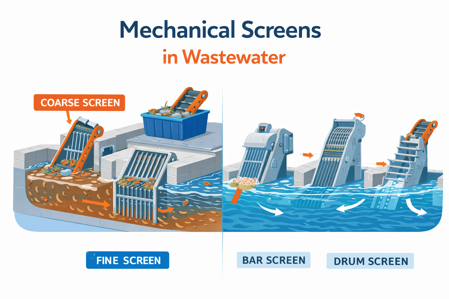 Mechanical Screens in Wastewater: Types and Selection Guide